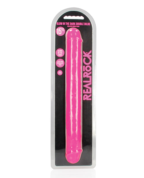 Realrock 15" Double Dong Glow In The Dark Neon Pink