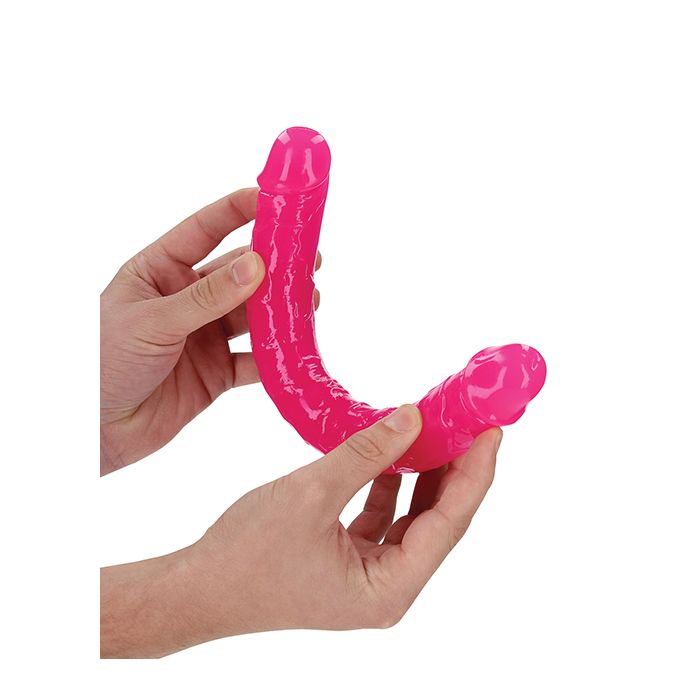 RealRock 12" Double Dong Glow in the Dark - Neon Pink