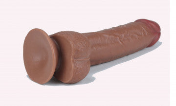 Get Lucky 9" Real Skin Dildo - Light Brown