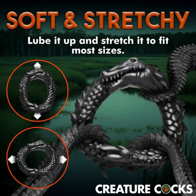 Creature Cocks Caiman Silicone Cock Ring - Black